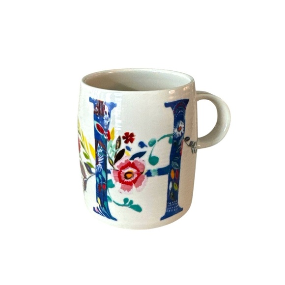 Anthropologie Starla M Halfmann Monogram Letter H Petal Palette Coffee Tea Mug - Picture 8 of 8